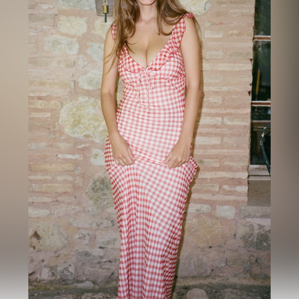 NWT Realisation Par The Heidi Maxi Dress in Rouge Gingham - Picture 5 of 10